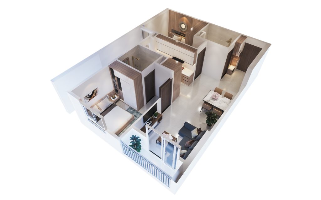 thiết kế căn 1 ngủ ecohome 3