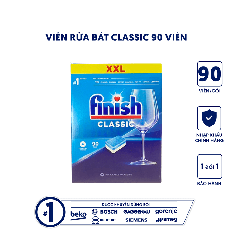Viên rửa chén bát Finish Classic hộp 90 viên