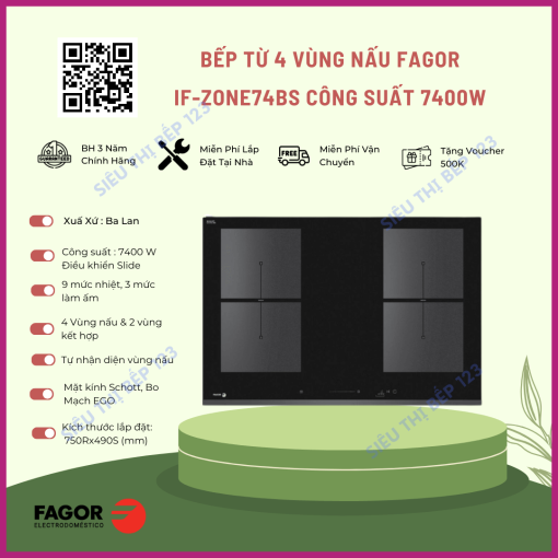 Bếp từ Fagor IF-ZONE74BS Công Suất 7400W