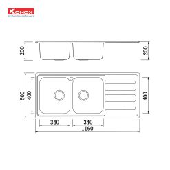 Alternative view of Chậu rửa bát European sink Artusi KS11650 1D – Bàn phải