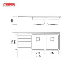 Alternative view of Chậu rửa bát European sink Premium KS11650 2B – Bàn trái
