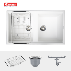 Chậu rửa bát Granite Sink Phoenix 860 – White Silver