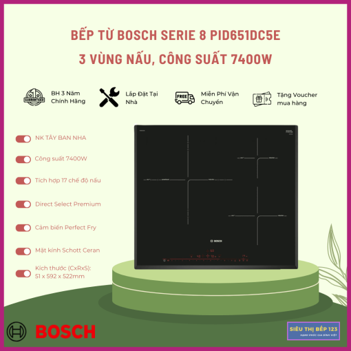 Bếp Từ 3 Vùng Nấu BOSCH PID651DC5E SERI 8