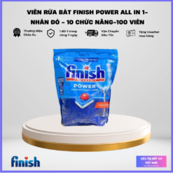 Viên rửa chén bát Finish All in One 100V: 10 chức năng, loại bỏ vết bẩn cứng đầu, chống cặn, bảo vệ máy