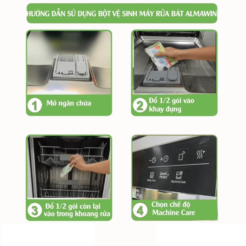 Bột Vệ Sinh Máy Rửa Bát và Máy Giặt Almawin Hữu Cơ 200gr HMH.0190200