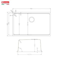 Chậu rửa bát Konox Nhật TARI 7648SR