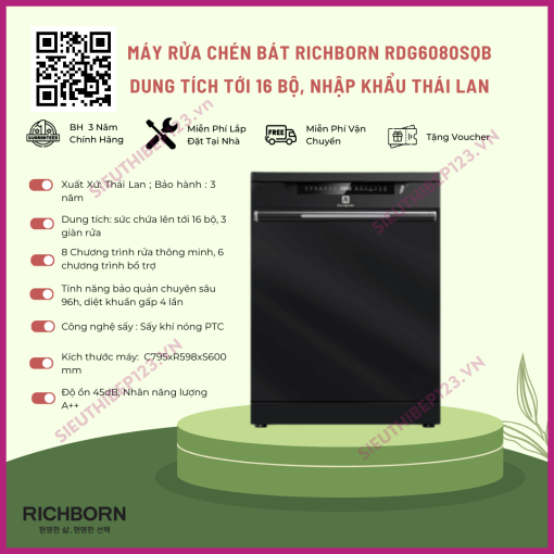 MÁY RỬA BÁT RICHBORN RDG6080SQB