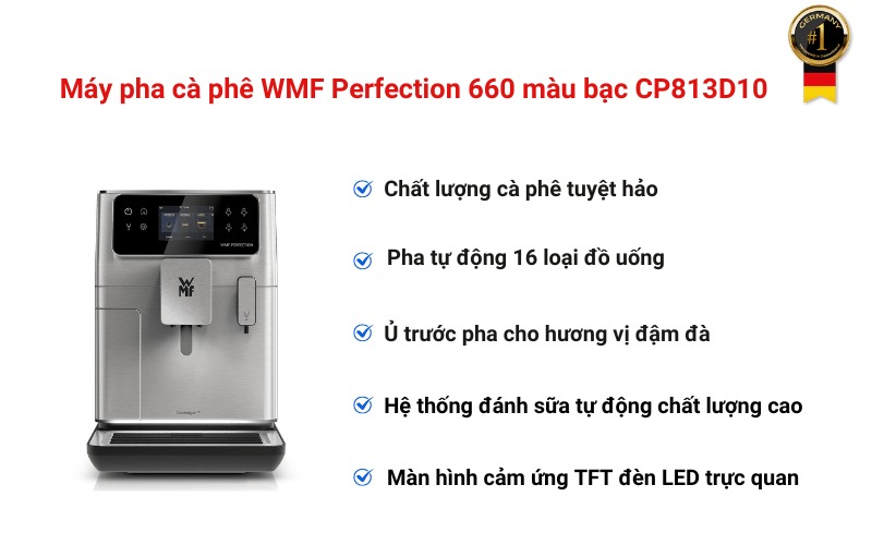 Máy pha cà phê WMF Perfection 660 màu bạc Máy pha cà phê WMF Perfection 660 màu bạc