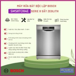 MÁY RỬA BÁT BOSCH SMS8TCI04E SERIE 8 ĐỘC LẬP