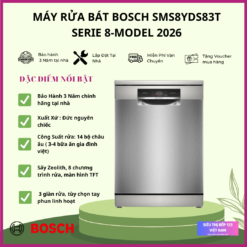 Máy rửa bát Bosch SMS8YDS83T Serie 8 - Mẫu Mới 2026