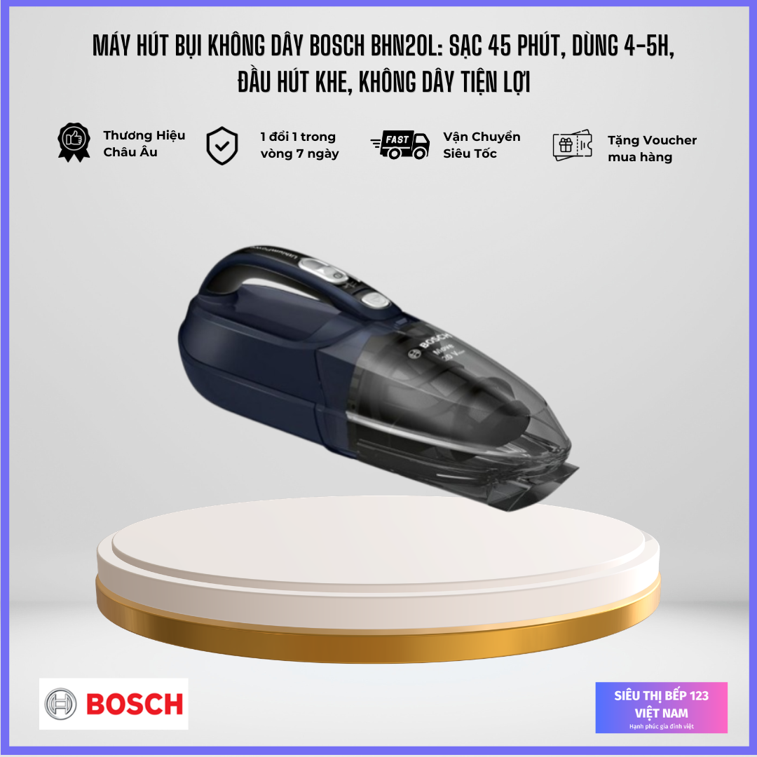 Máy hút bụi cầm tay BOSCH BHN20L màu xanh đen Máy hút bụi cầm tay BOSCH BHN20L màu xanh đen