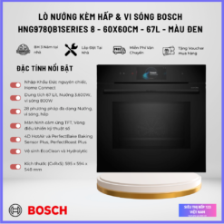 LÒ NƯỚNG HẤP VI SÓNG BOSCH HNG978QB1 MẶT KÍNH ĐEN